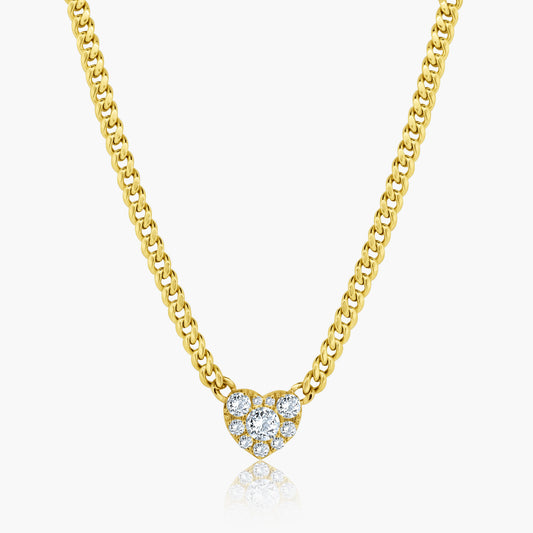 14K Yellow Gold Heart Chain Link Necklace - N606460-1