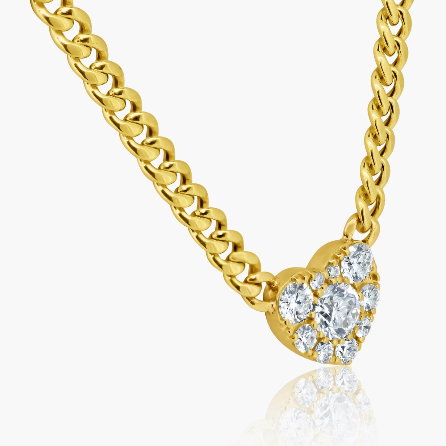 14K Yellow Gold Heart Chain Link Necklace - N606460-1