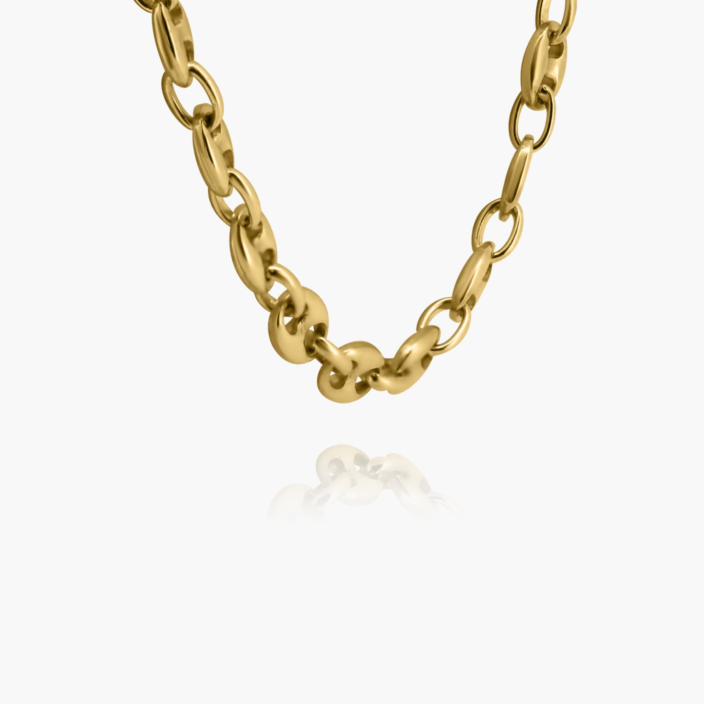 18K Yellow Gold Plain Chain Link Necklace-NSOMM45DE