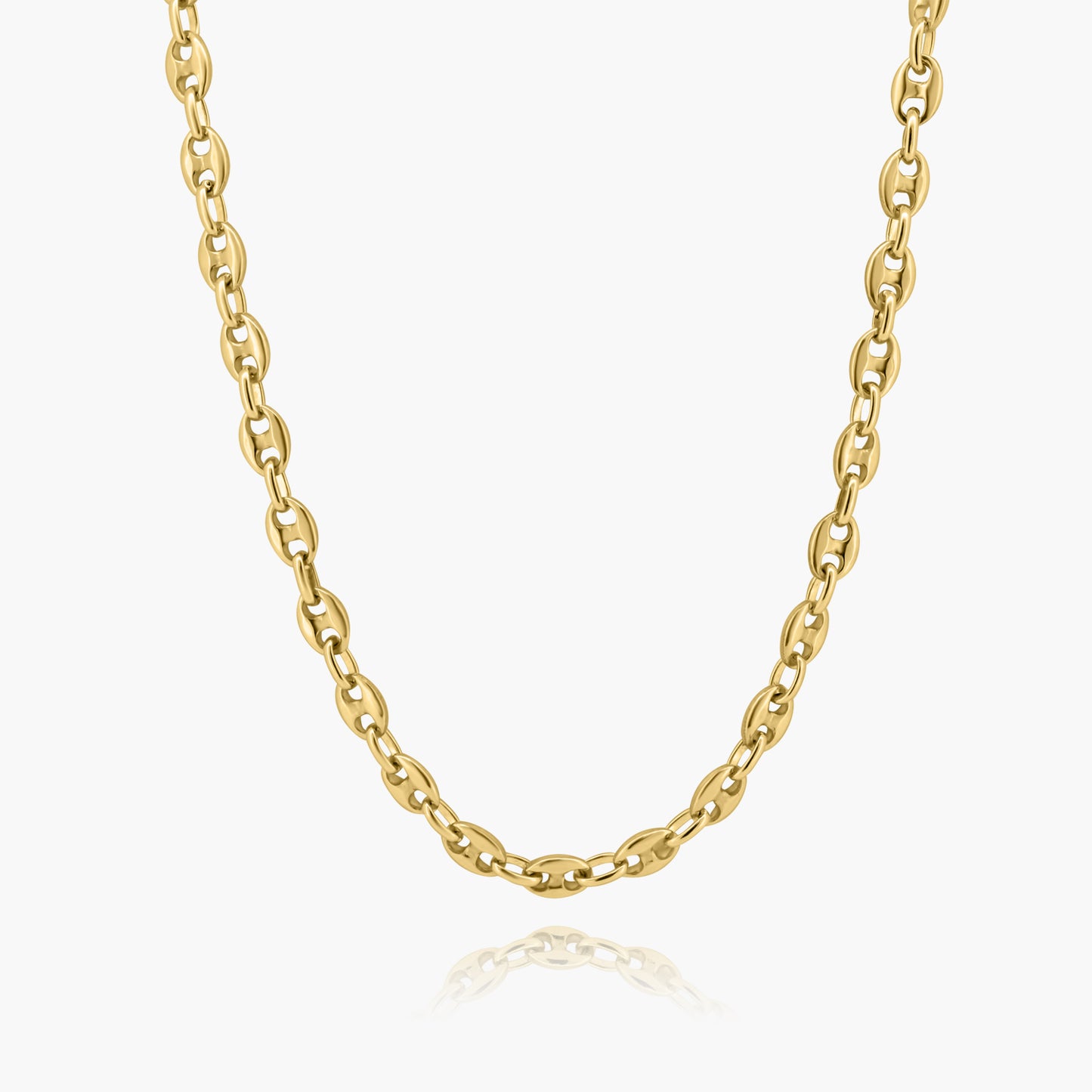 18K Yellow Gold Plain Chain Link Necklace-NSOMM45DE