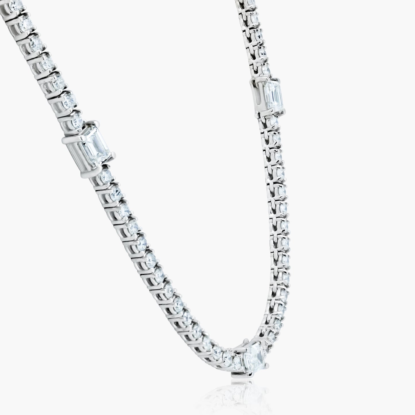 14K White Gold Tennis Necklace-NT08770ANMC