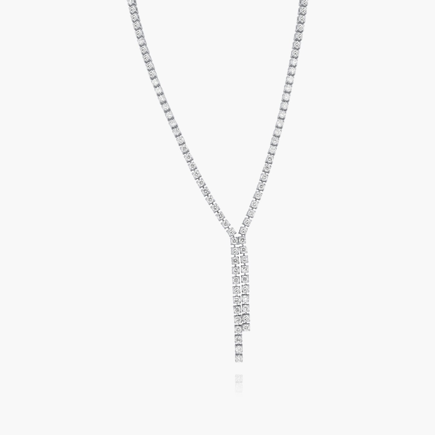 14K White Gold Tennis Dangle Necklace-NTP022-3.0-17FNMC