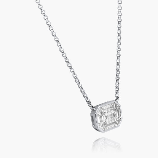 14K White Gold Baguette Pendant-P-K25405VV