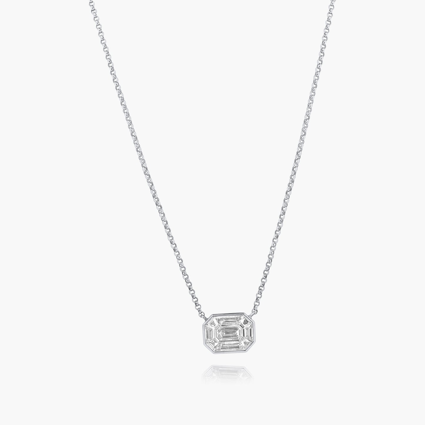 14K White Gold Baguette Pendant-P-K25405VV