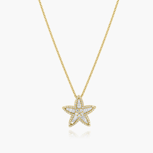 14K Yellow Gold Baguette Star Pendant - P23255A