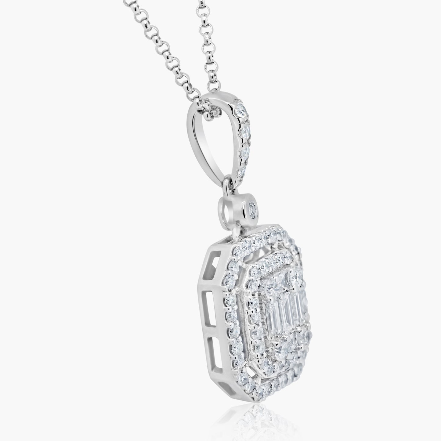 14K White Gold Baguette Pendant - P605052