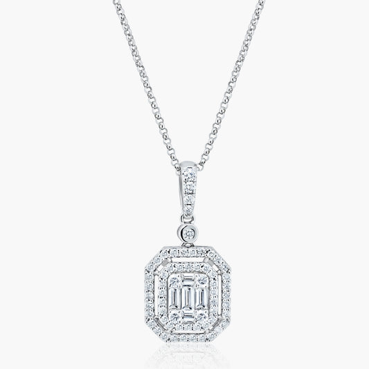 14K White Gold Baguette Pendant - P605052