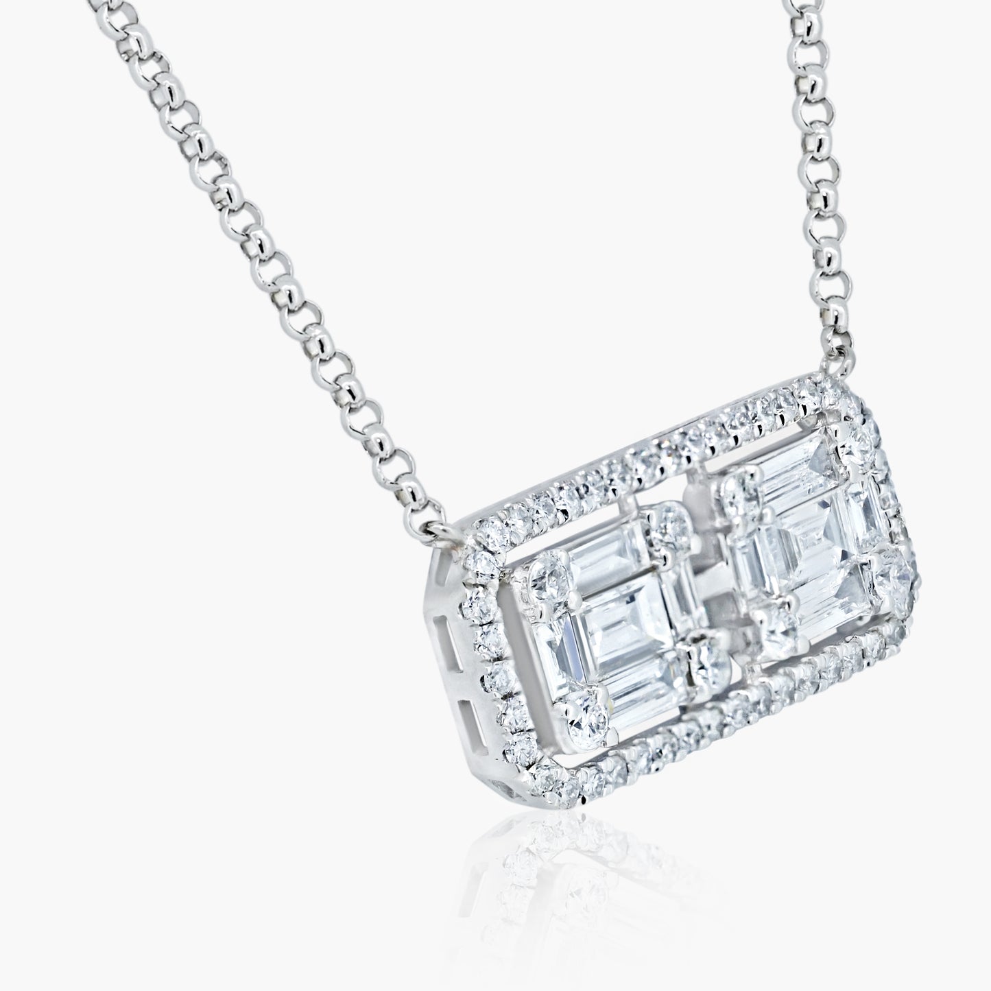 14K White Gold Baguette Pendant - P605521