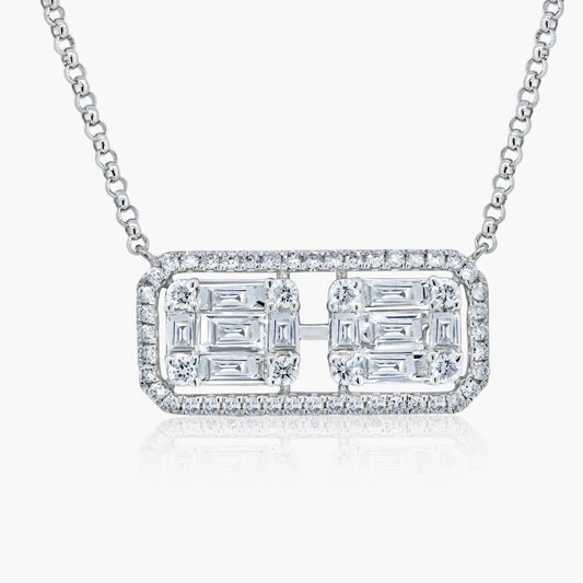 14K White Gold Baguette Pendant - P605521