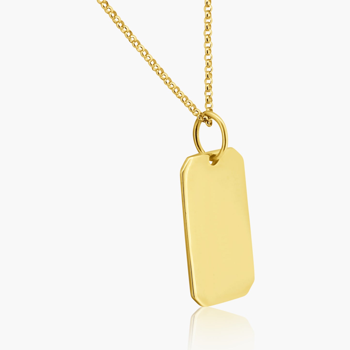 14K Yellow Gold Plain Dog Tag Pendant - P605764