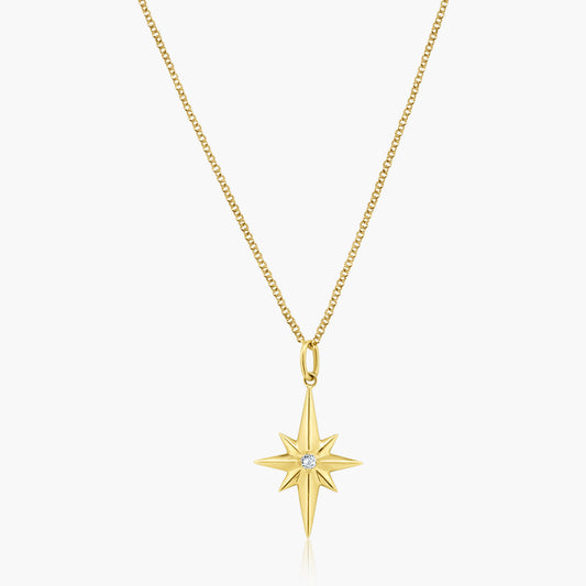 14K Yellow Gold Dainty Northstar Pendant - P605839