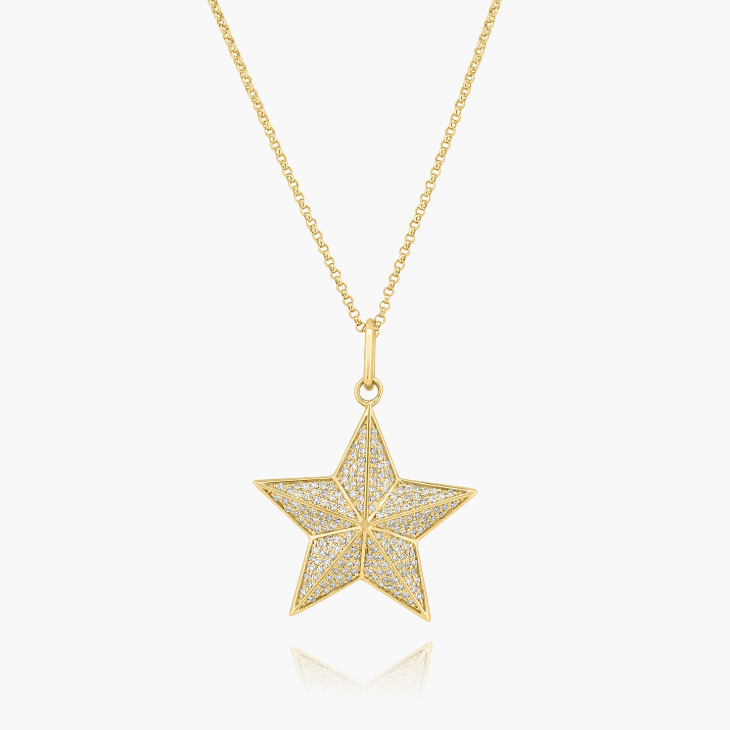 14K Yellow Gold Pave Diamond Star Pendant - P605858