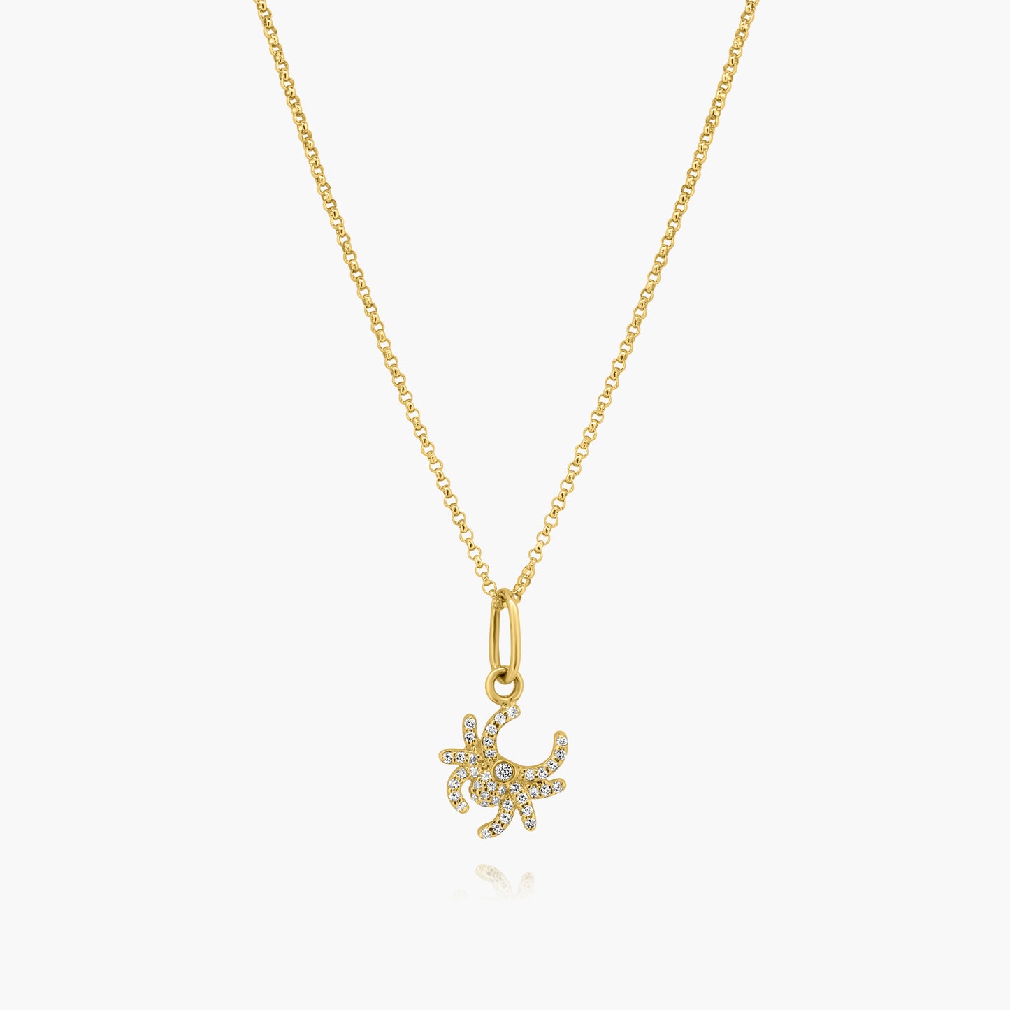 14K Yellow Gold Dainty Spider Pendant-P605908