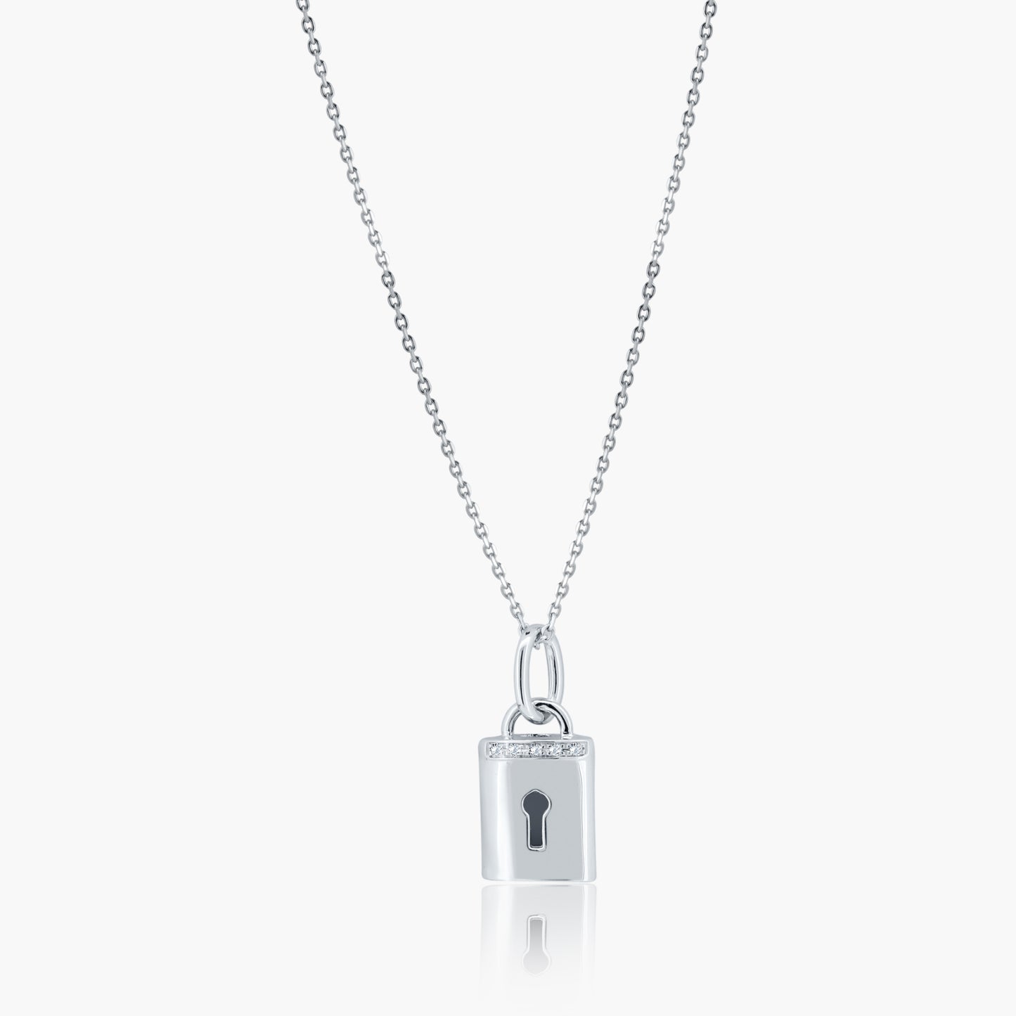 14K White Gold Dainty Padlock Pendant - P60592601