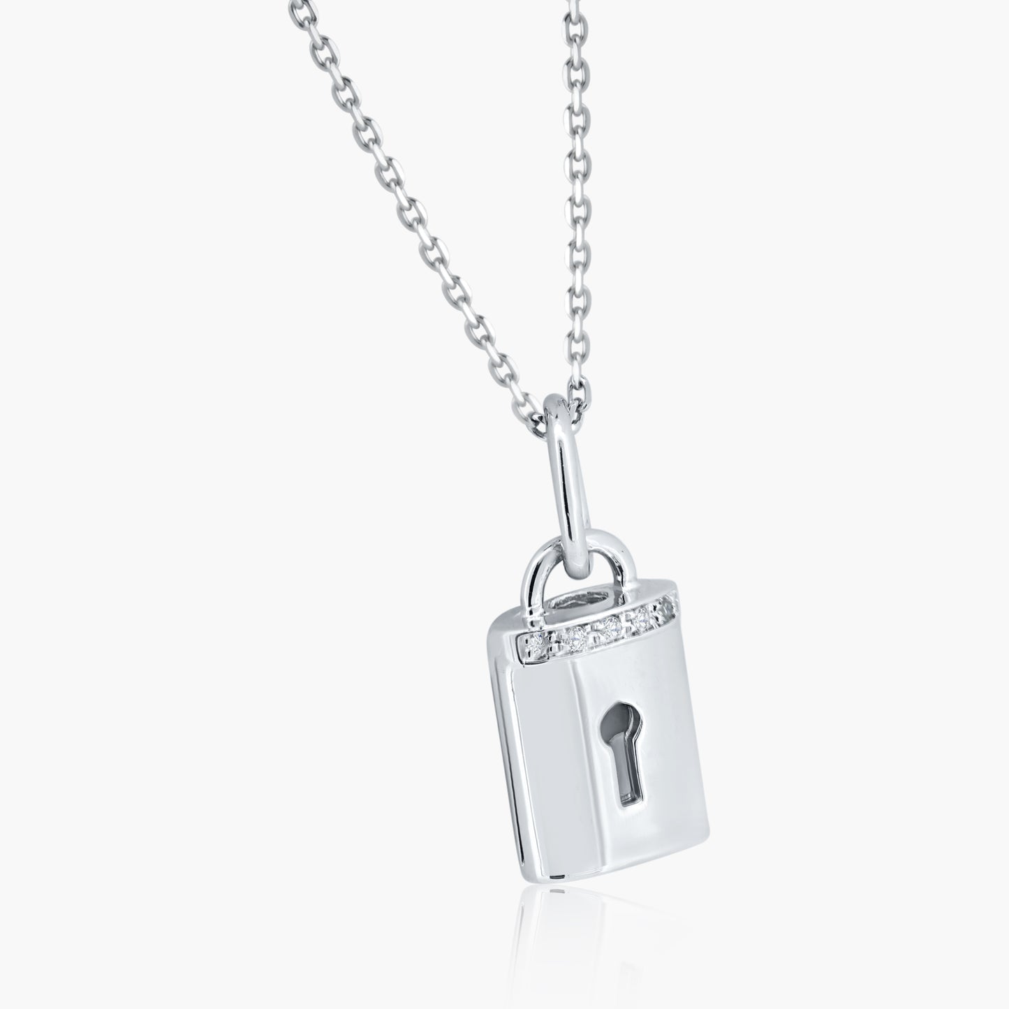 14K White Gold Dainty Padlock Pendant - P60592601