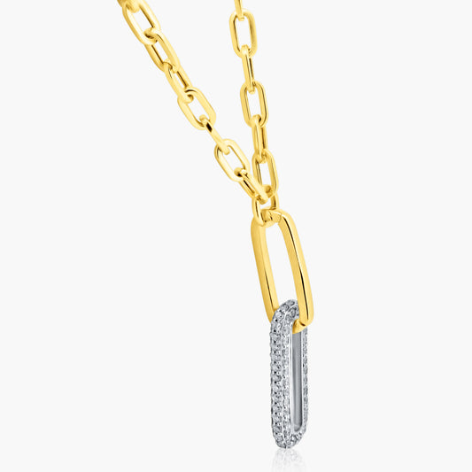 14K Two Tone Paper Clip Necklace-P60627702-1