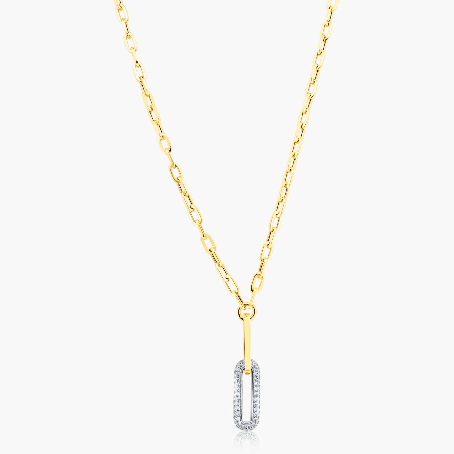 14K Two Tone Paper Clip Necklace-P60627702-1