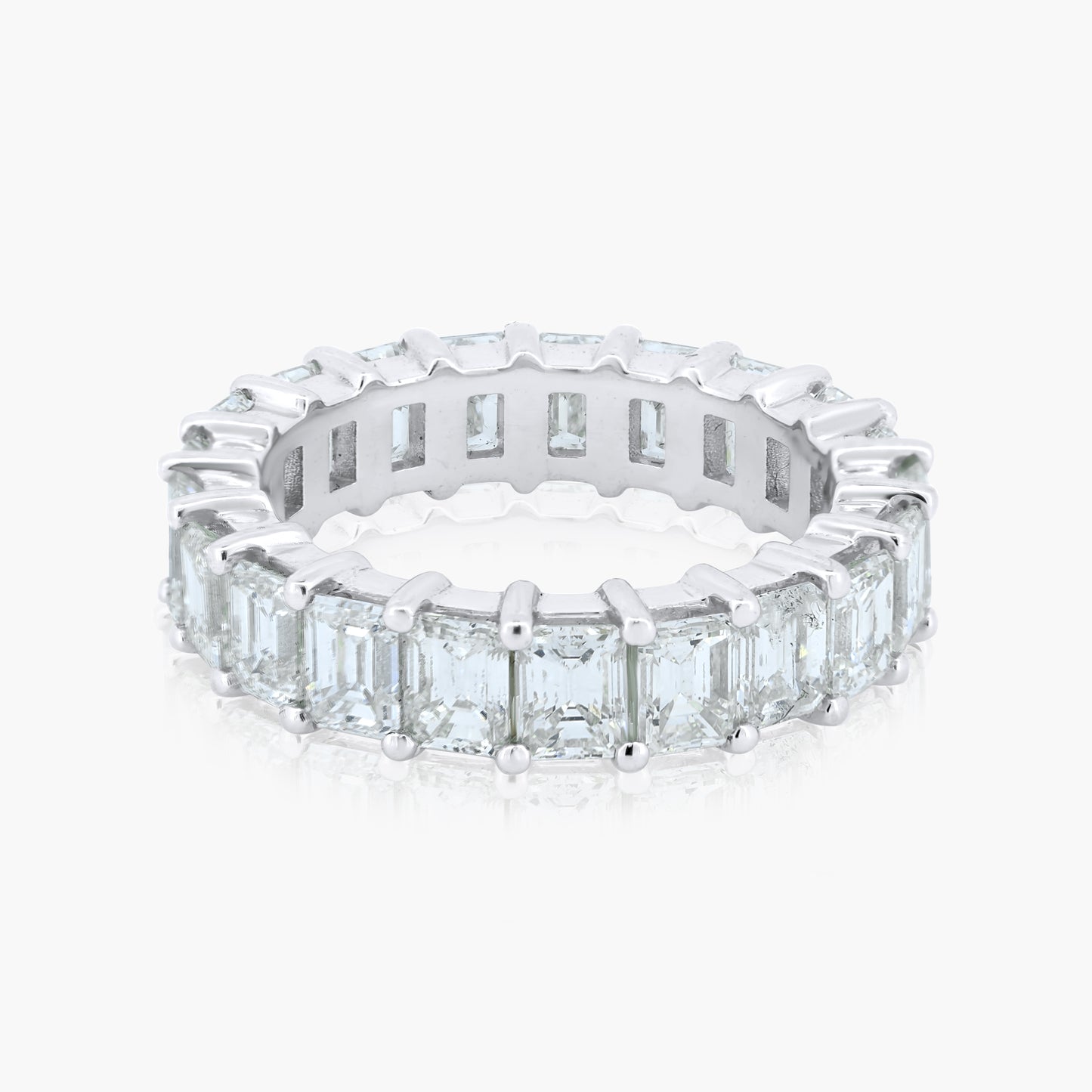 18K White Gold Emerald Cut Diamond Eternity Ring - R-050321-15VC