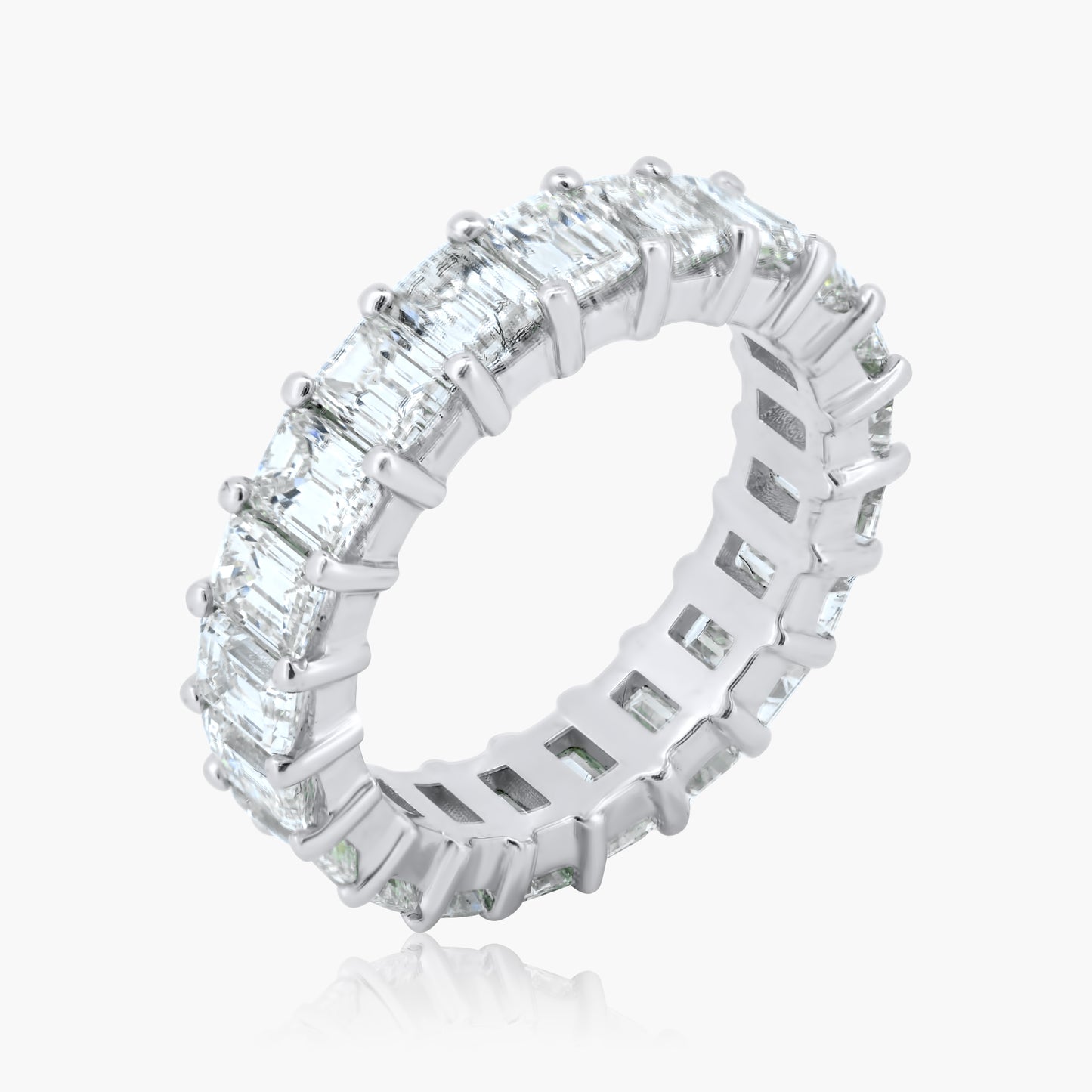 18K White Gold Emerald Cut Diamond Eternity Ring - R-050321-15VC