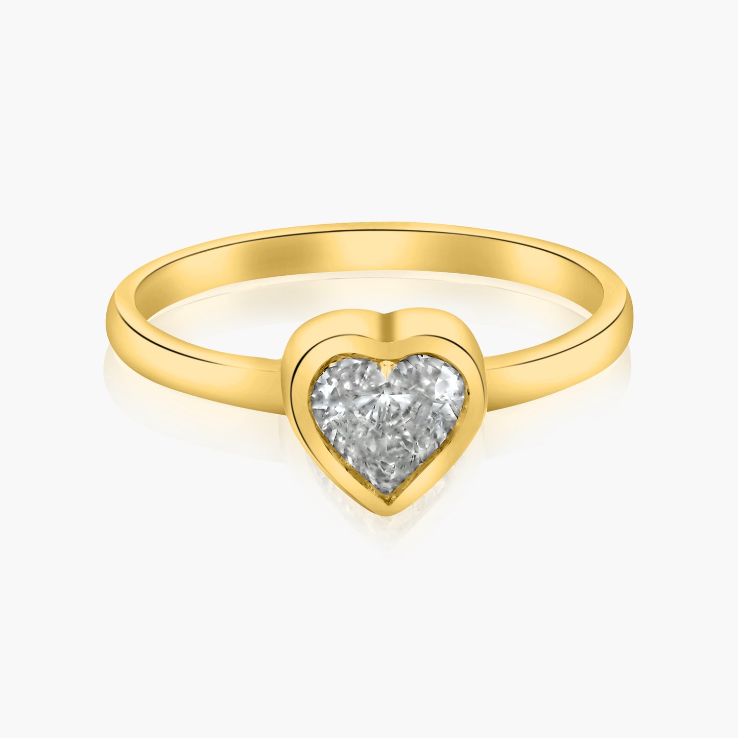 14K Yellow Gold Dainty Heart Bezel Ring-R-HSB-50-2SE