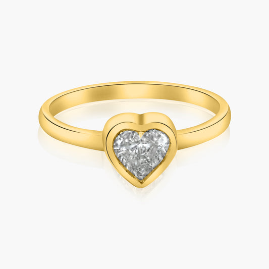 14K Yellow Gold Dainty Heart Bezel Ring-R-HSB-50-2SE