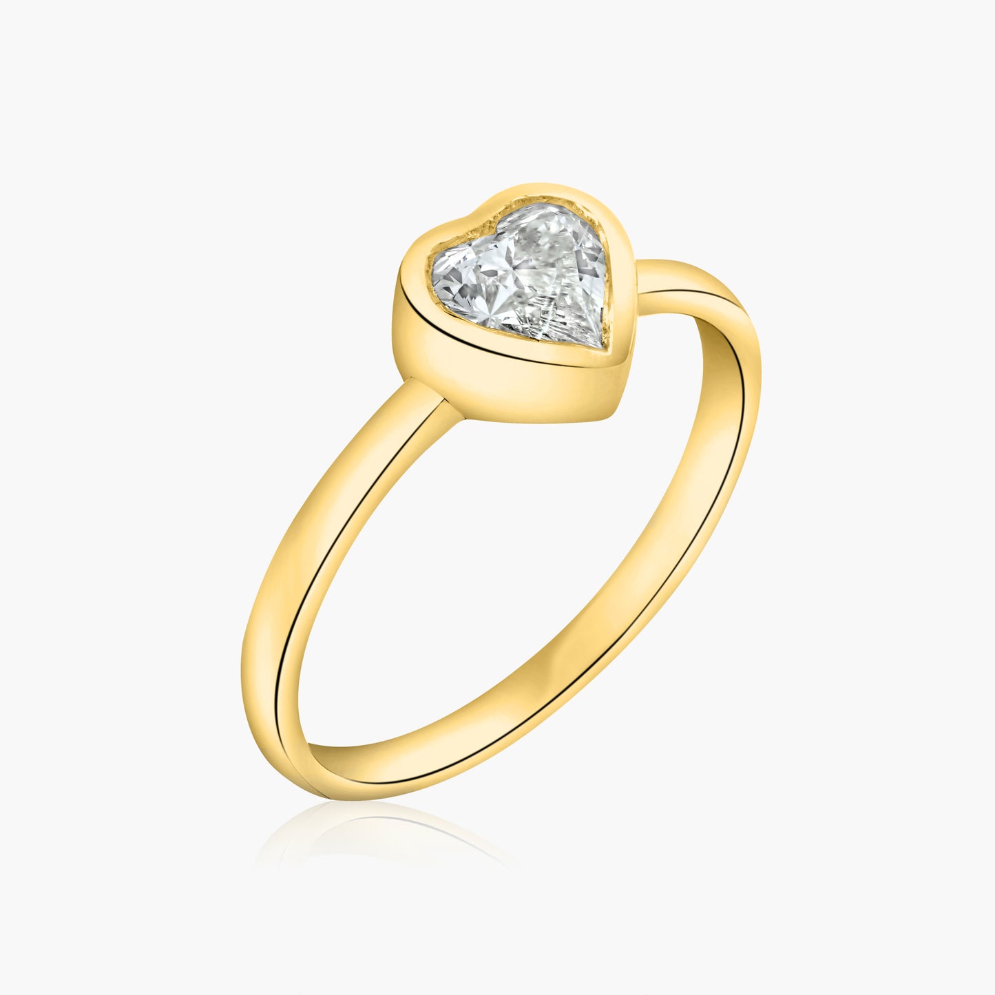 14K Yellow Gold Dainty Heart Bezel Ring-R-HSB-50-2SE