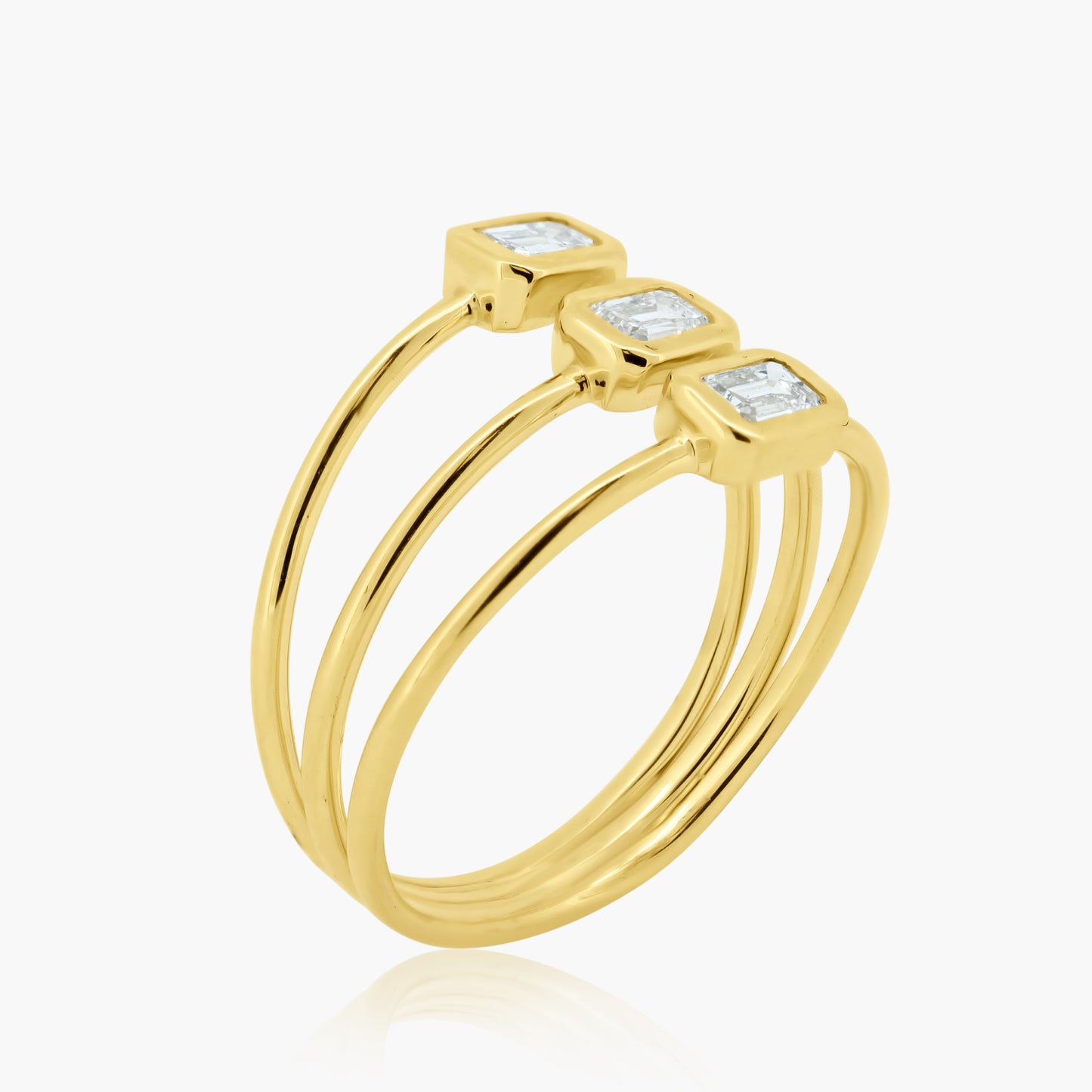 14K Yellow Gold Three Row Bezel Ring - R00010A