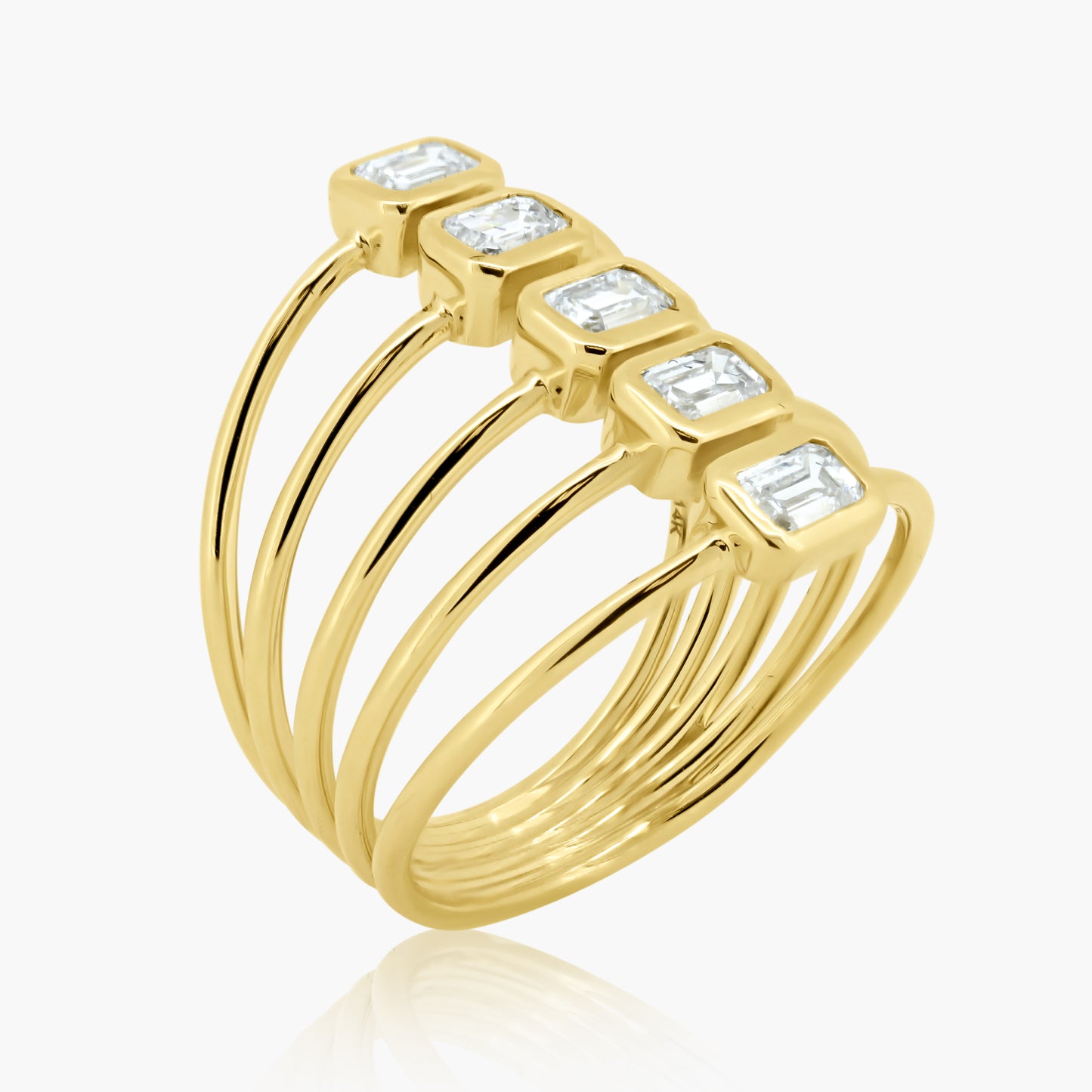 14K Yellow Gold Five Row Bezel Statement Ring - R00009A