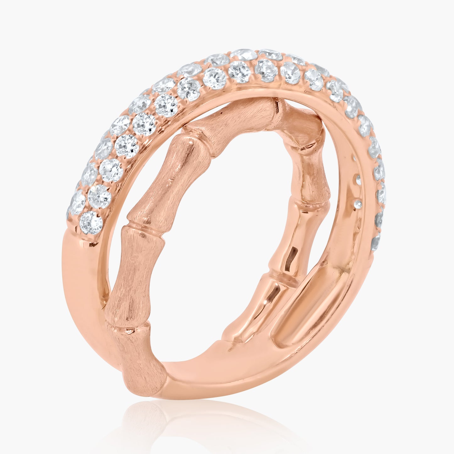 14K Rose Gold Pave Diamond Crossover Ring - R01833-R/WBL