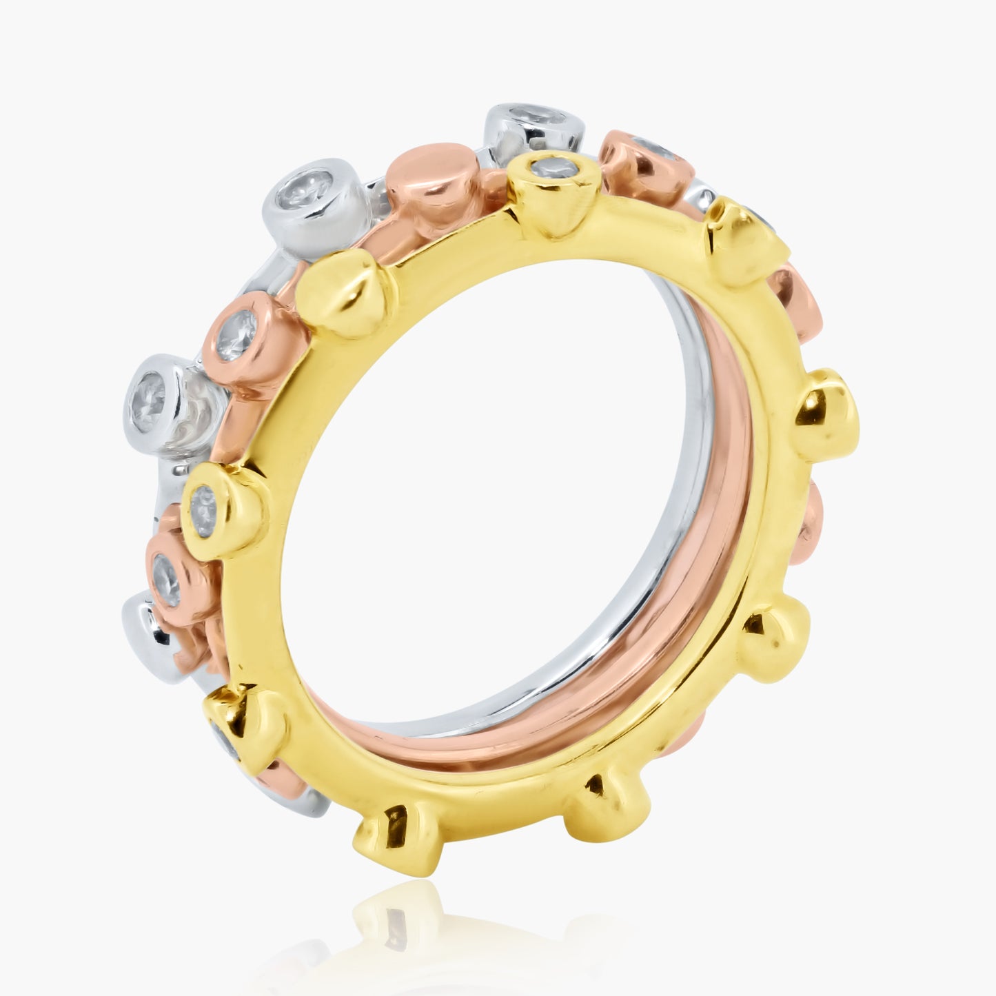 14K Tri Color Stackable Ring (set of 3)-R100247ATC