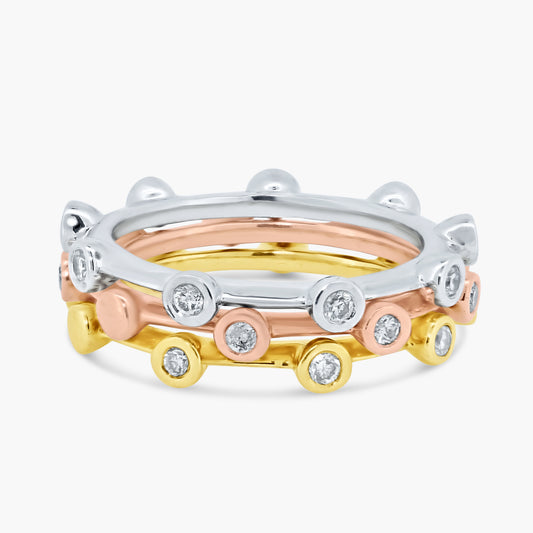 14K Tri Color Stackable Ring (set of 3)-R100247ATC