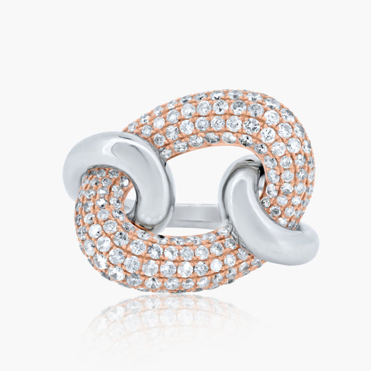 14K Two Tone Pave Diamond Statement Ring - R110005AWR5A