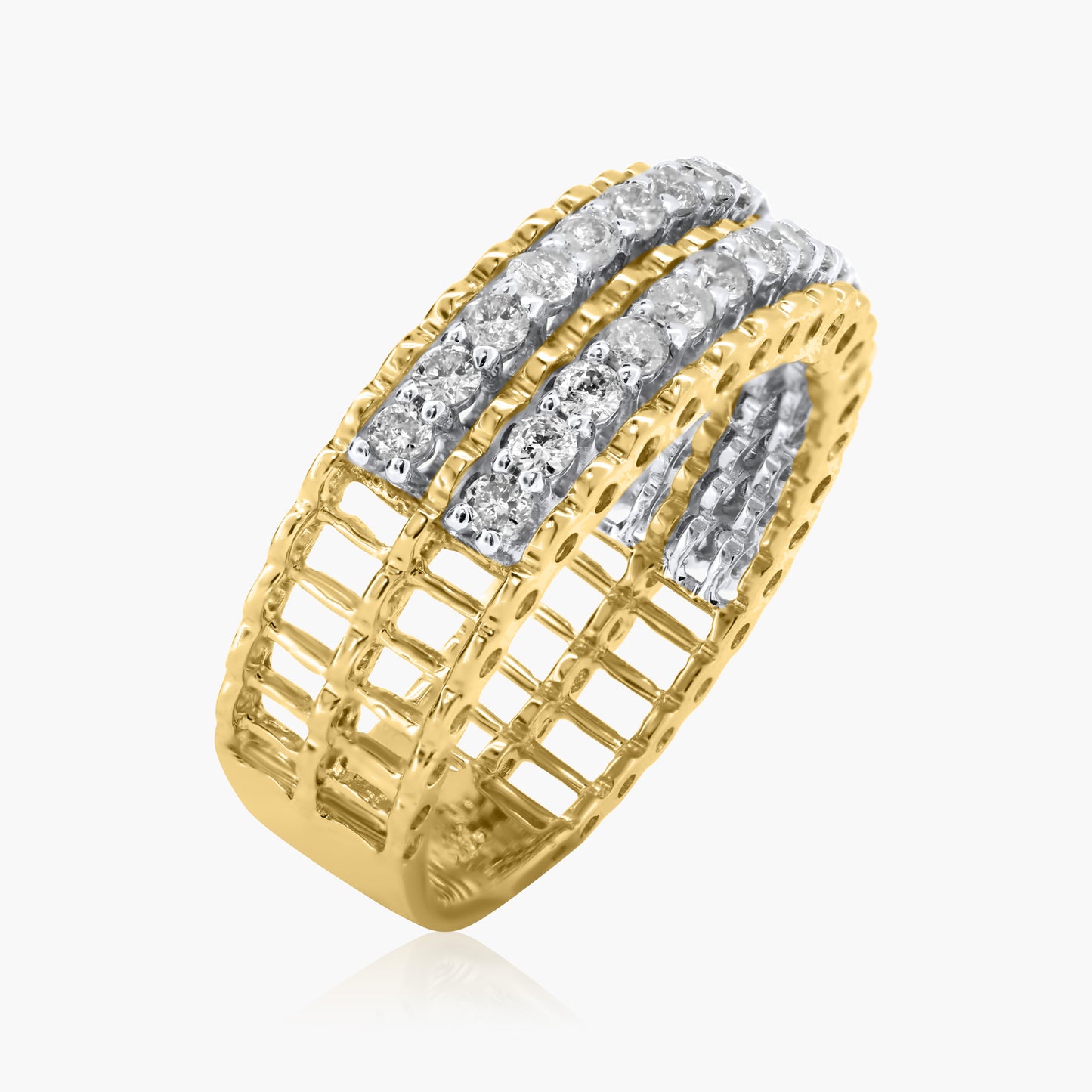 14K Two Tone Two Row Round Diamond Band - R120136AWR