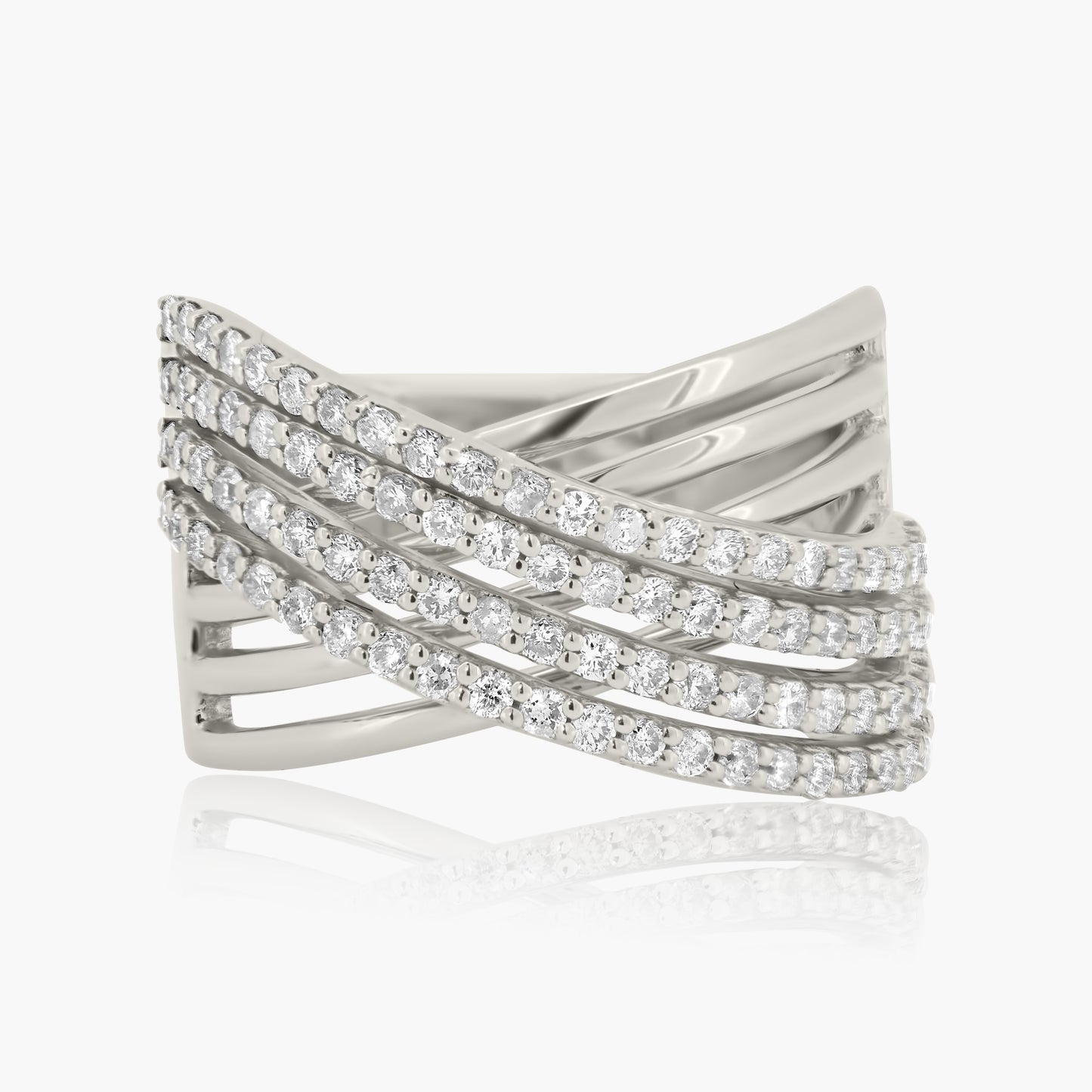 14K White Gold Crossover Ring - R120316AW