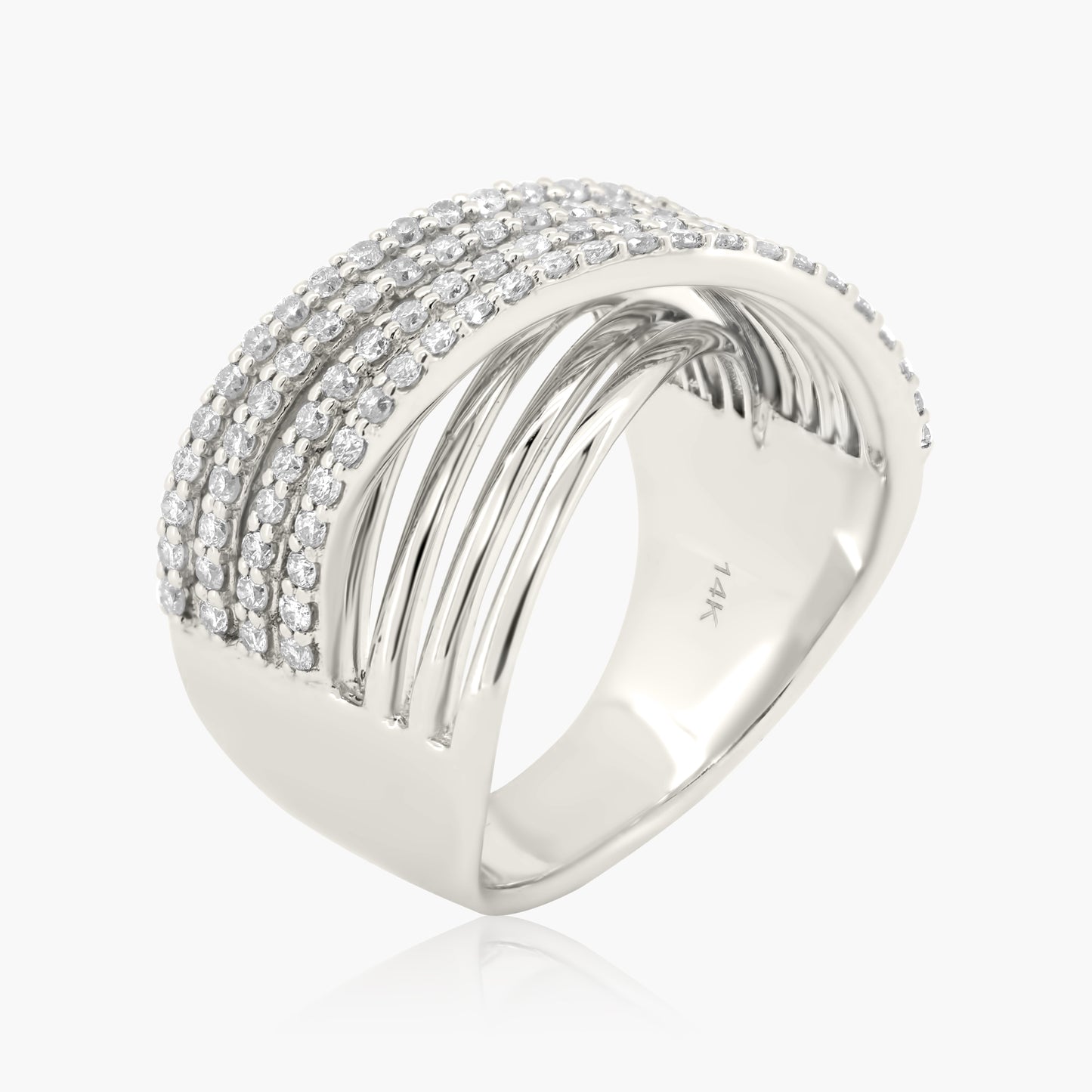 14K White Gold Crossover Ring - R120316AW