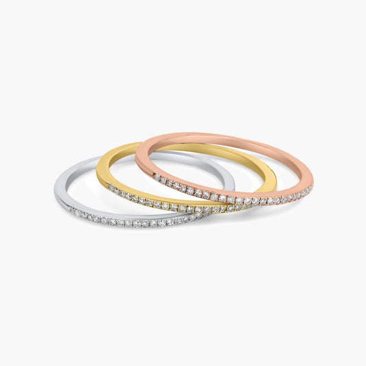 14K Tri Color Stackable Ring (set of 3)-R149WR632-65ME