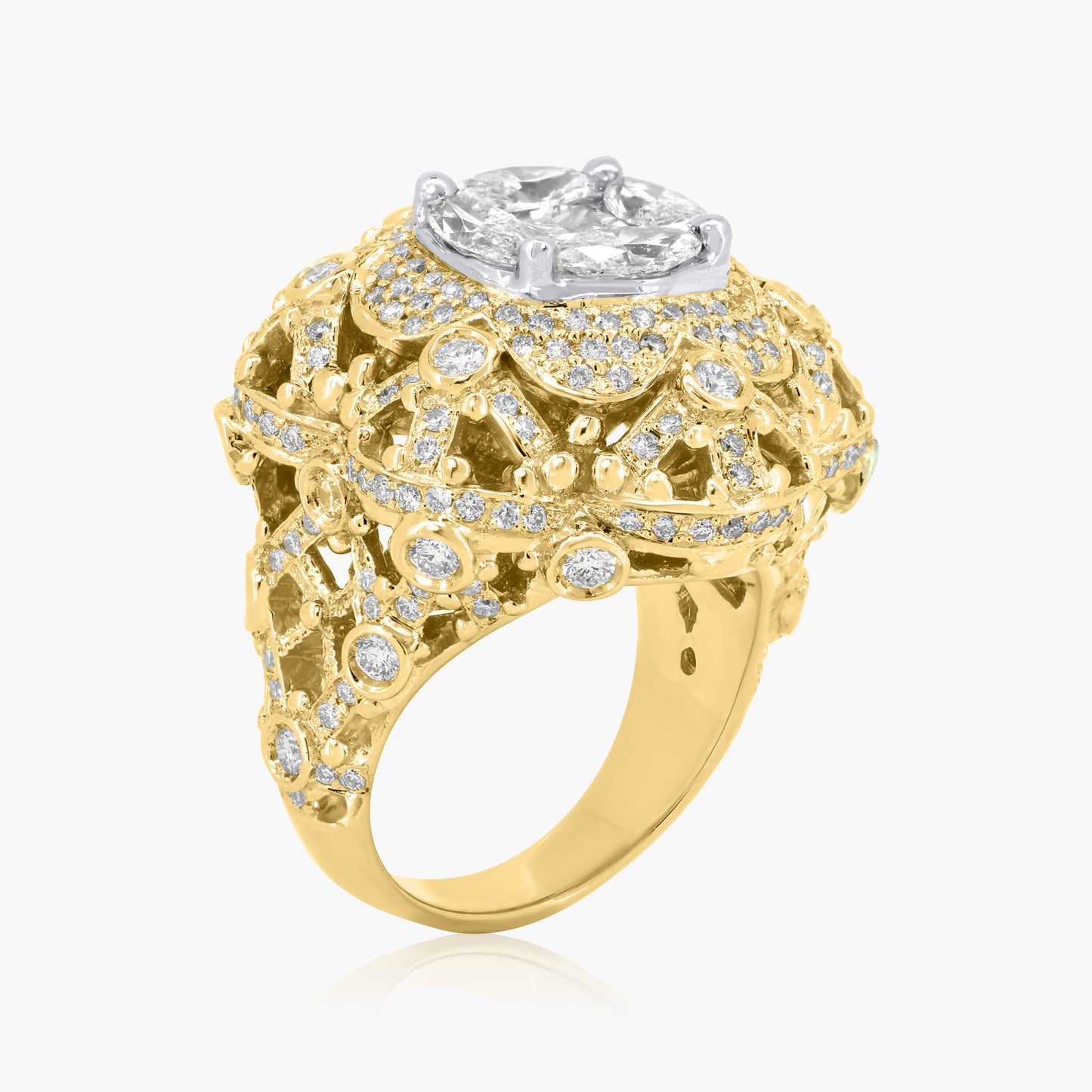 14K Two Tone Illusion Statement Ring - R1GA