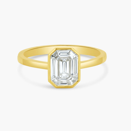 18K Yellow Gold Baguette Bezel Ring-R25397VV