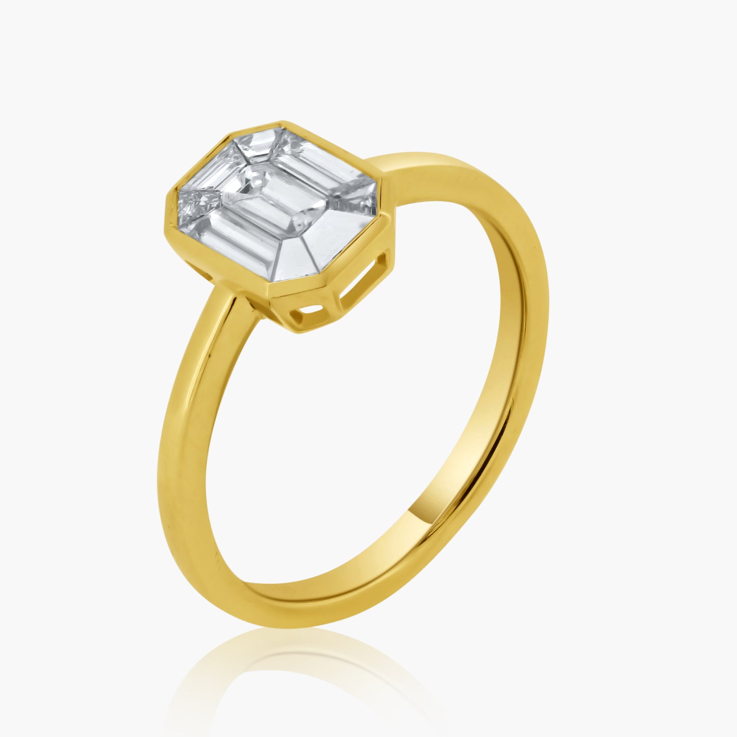 18K Yellow Gold Baguette Bezel Ring-R25397VV