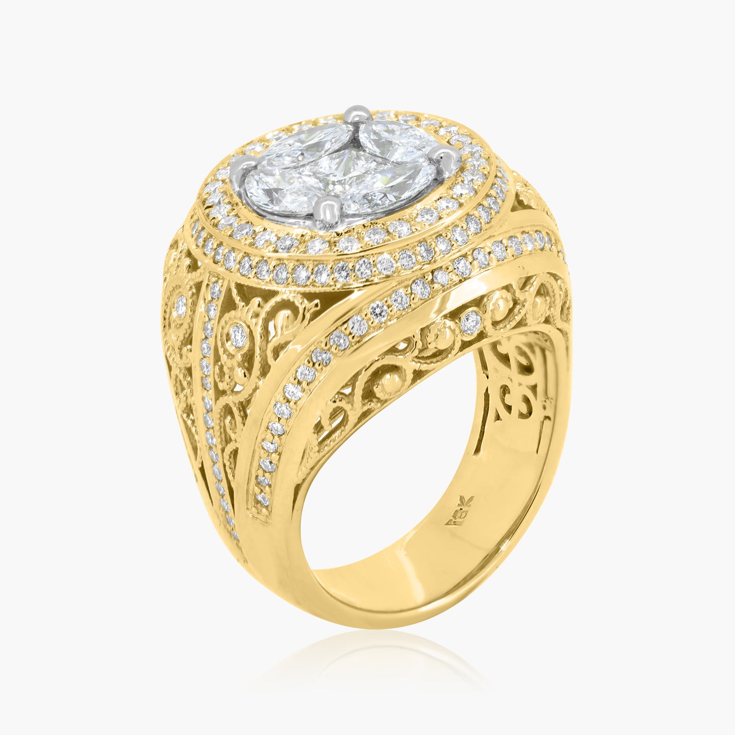 14K Two Tone Illusion Statement Ring-R2GA