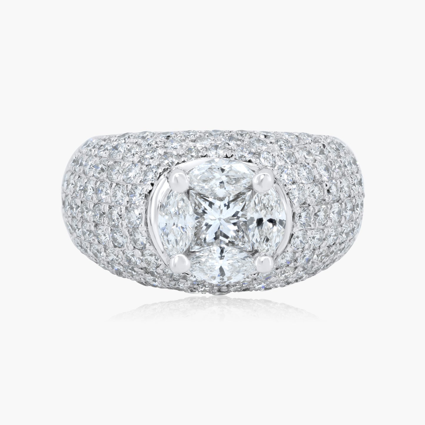 14K White Gold Illusion Statement Ring-R3