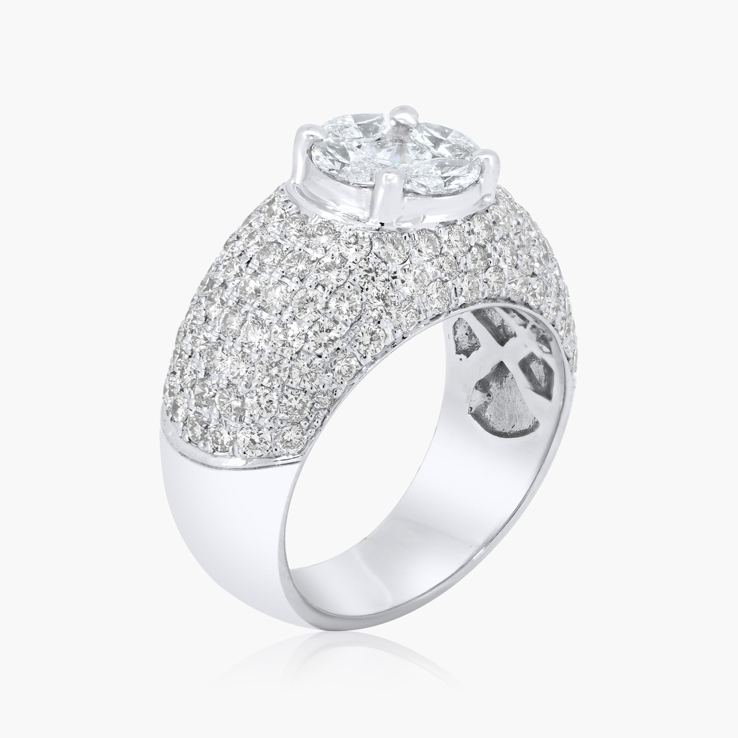 14K White Gold Illusion Statement Ring-R3