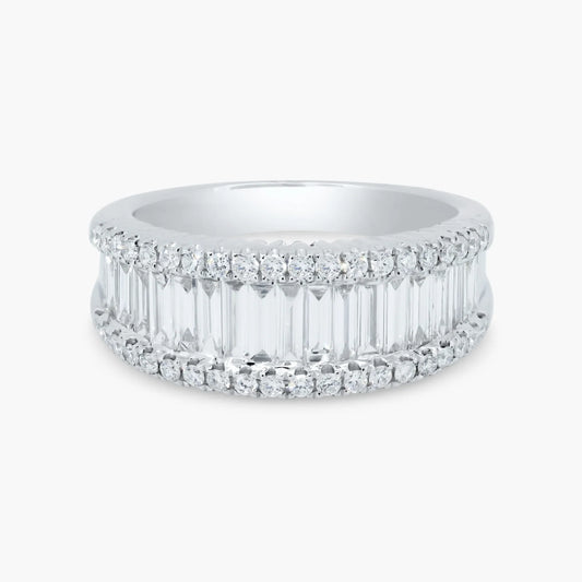 18K White Gold Baguette Band-R48134KP