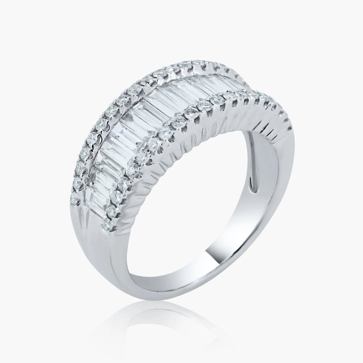 18K White Gold Baguette Band-R48134KP