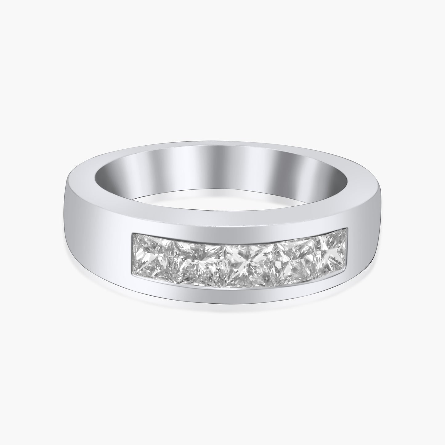 14K White Gold Princess Cut Diamond Band - R5076RZ