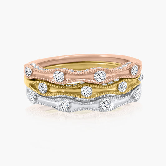 18K Tri Color Stackable Ring (set of 3)-R60010202