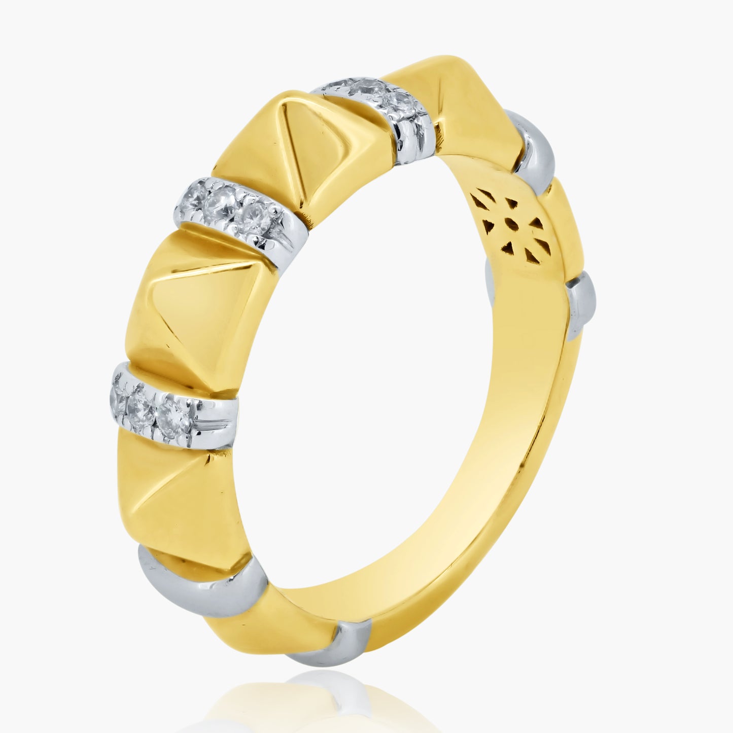 18K Two Tone Round Diamond Band - R60068701