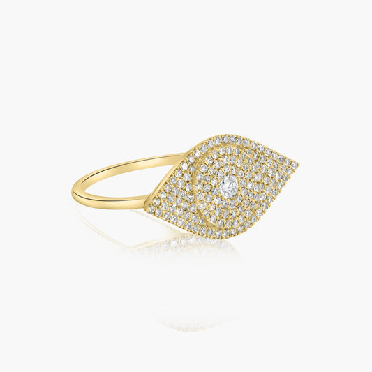 14K Yellow Gold Dainty Evel Eye Ring - R60154702