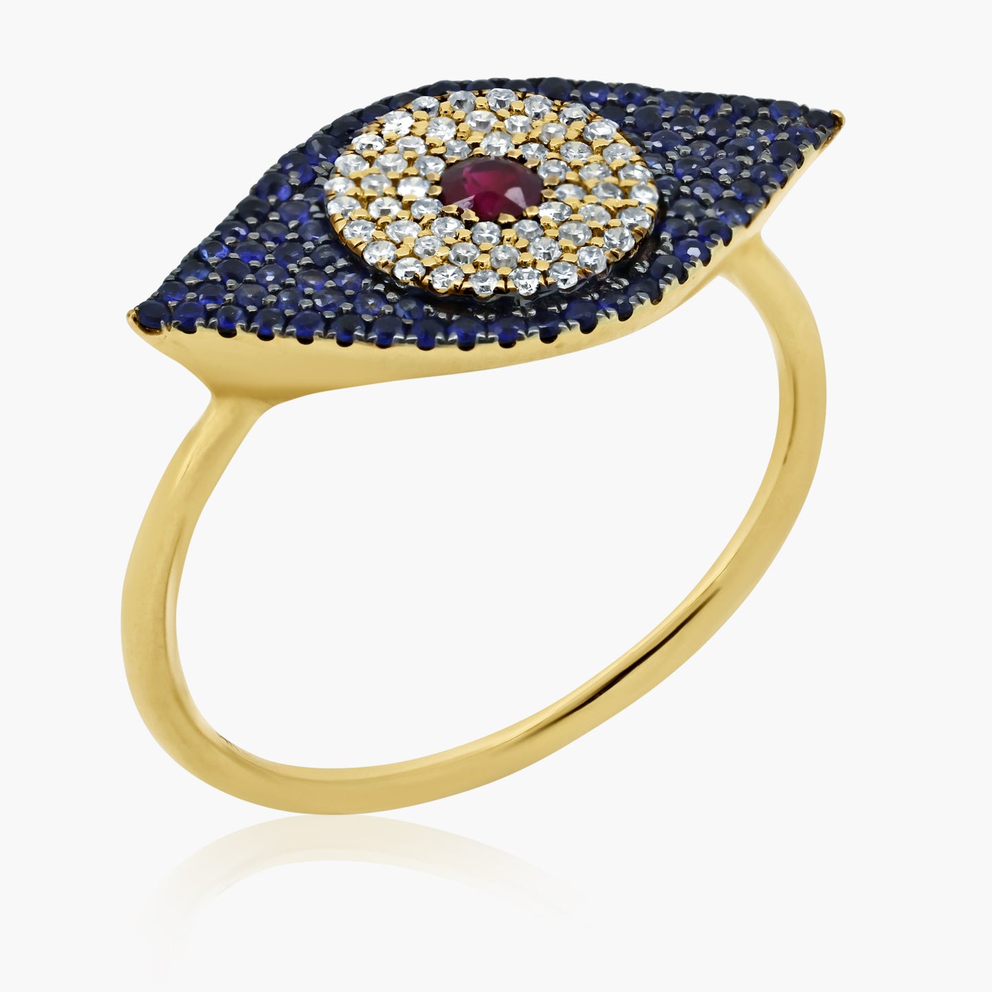 14K Two Tone Dainty Evil Eye Ring - R60154703