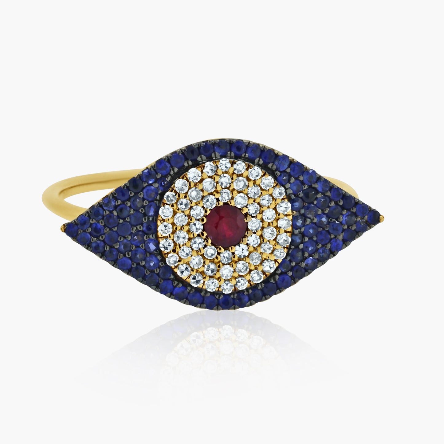 14K Two Tone Dainty Evil Eye Ring - R60154703